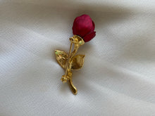 Load image into Gallery viewer, Vintage Gold Red Rose Brooch Pin
