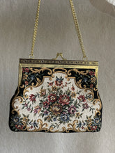 Load image into Gallery viewer, Vintage 50s Black Floral Petit Point Tapestry Purse Handbag Bag Red Embroidery
