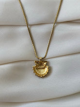 Load image into Gallery viewer, Monet Shell Pendant Necklace White Enamel on Gold Tone, 1970s Vintage
