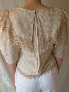 Victorian 80s Embroidered Floral Lace Blouse - Sally De La Rose
