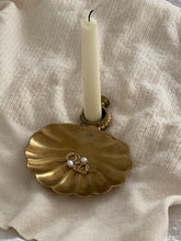 Load image into Gallery viewer, Gold Toned Candle Stick Holder and Shell Tray
