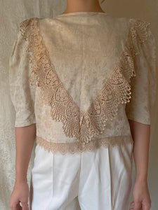 Victorian 80s Embroidered Floral Lace Blouse - Sally De La Rose