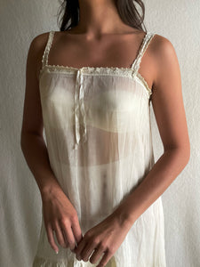 Antique 1920s Handmade Ivory Linen Nightgown