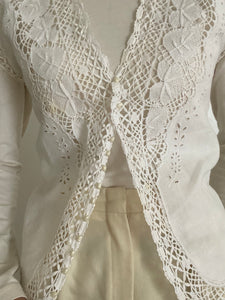Antique Pearl Button Linen Front Vest