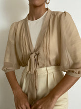 Load image into Gallery viewer, Vintage Fromt Tie Tan Sheer Blouse
