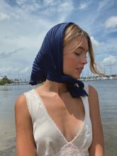 Load image into Gallery viewer, Dusk Blue Crepe Satin Square Scarf
