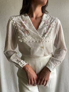 Vintage 70s Victorian Double Breasted Blouse