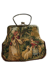 Load image into Gallery viewer, Vintage 1960 Walborg Black Tapestry Handbag With Ring Handle
