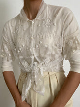 Load image into Gallery viewer, Antique Collared Button Front Sheer Top
