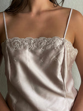 Load image into Gallery viewer, Vintage 80s Embroidered Satin Slip Top
