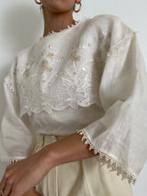 Load image into Gallery viewer, Antique Embroidered Linen White Blouse
