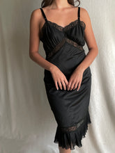 Load image into Gallery viewer, Vintage 80s Black Satin Nightgown
