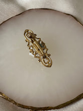 Load image into Gallery viewer, Victorian Flower Gold Toned Ornate Brooch
