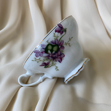 Load image into Gallery viewer, 1950s Lefton Tea Cup Shell Snack Tray Hand Painted China Violet Floral Pattern

