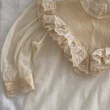 Load image into Gallery viewer, Antique High Neck Ivory Lace Ruffled Blouse
