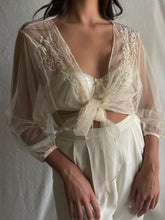 Load image into Gallery viewer, Vintage Ivory Embroidered Mesh Tie Front Bolero Jacket

