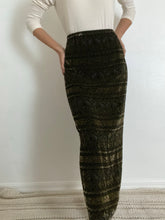 Load image into Gallery viewer, Antique High Waisted Abstract Print Velvet / Silk Embroidered Skirt
