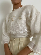 Load image into Gallery viewer, Antique Embroidered Linen White Blouse
